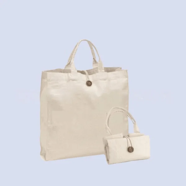 Customised Foldable Canvas Button String Bag